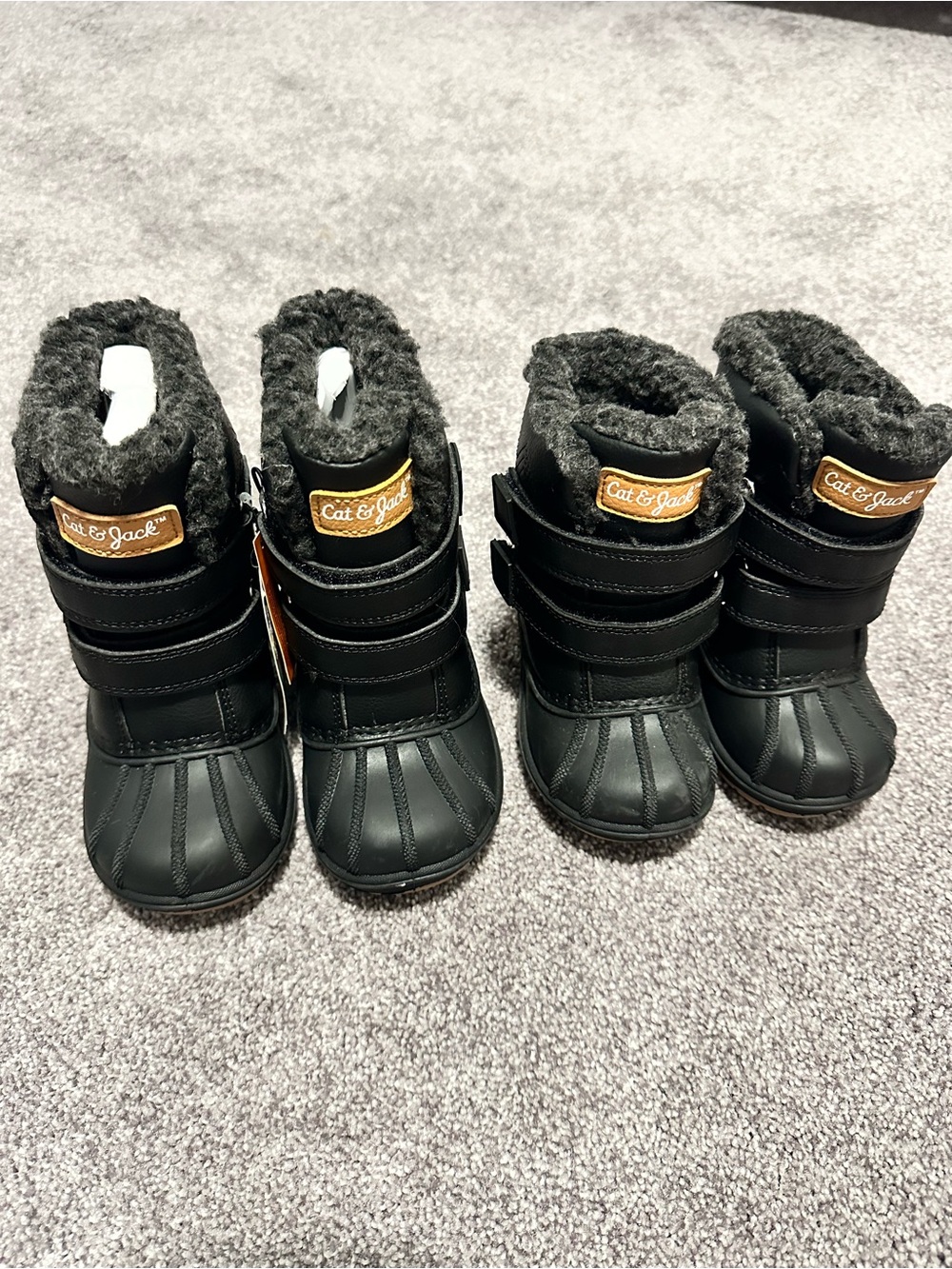 Cat & Jack Black Kids' Insulated Snow Boots with Faux Fur Cuff